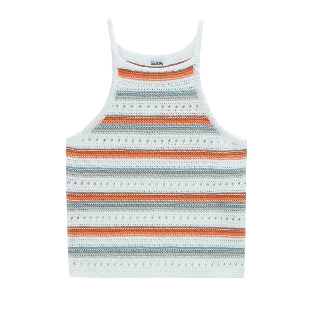 525 America ‘Jinney’ stripe halter crochet tank top Sz S
